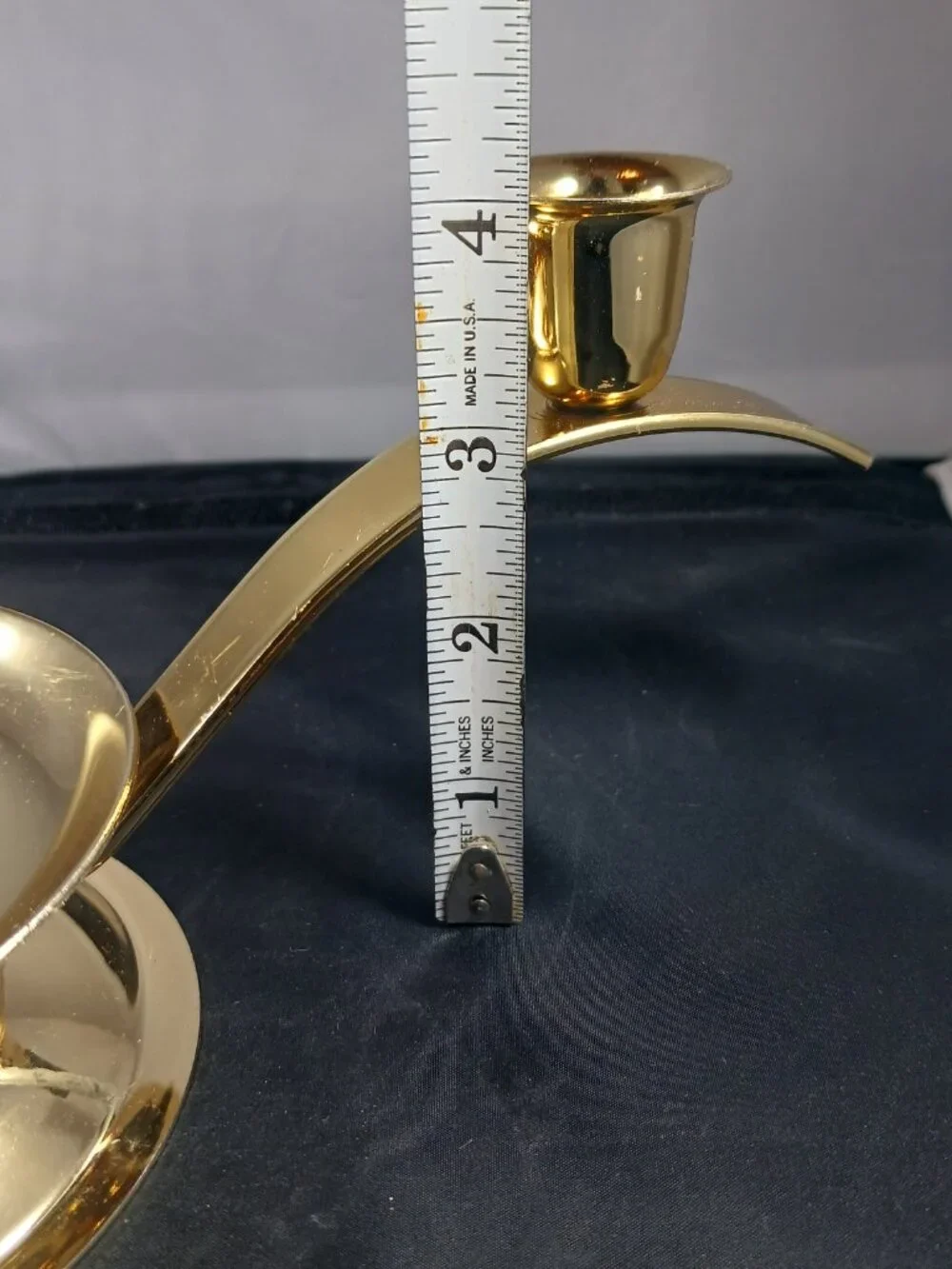 Vintage 80s Coated Brass Modern Candelabra